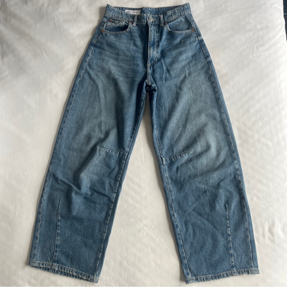 Zara Women's Gray Wide-Leg Jeans - Picture 3 of 13